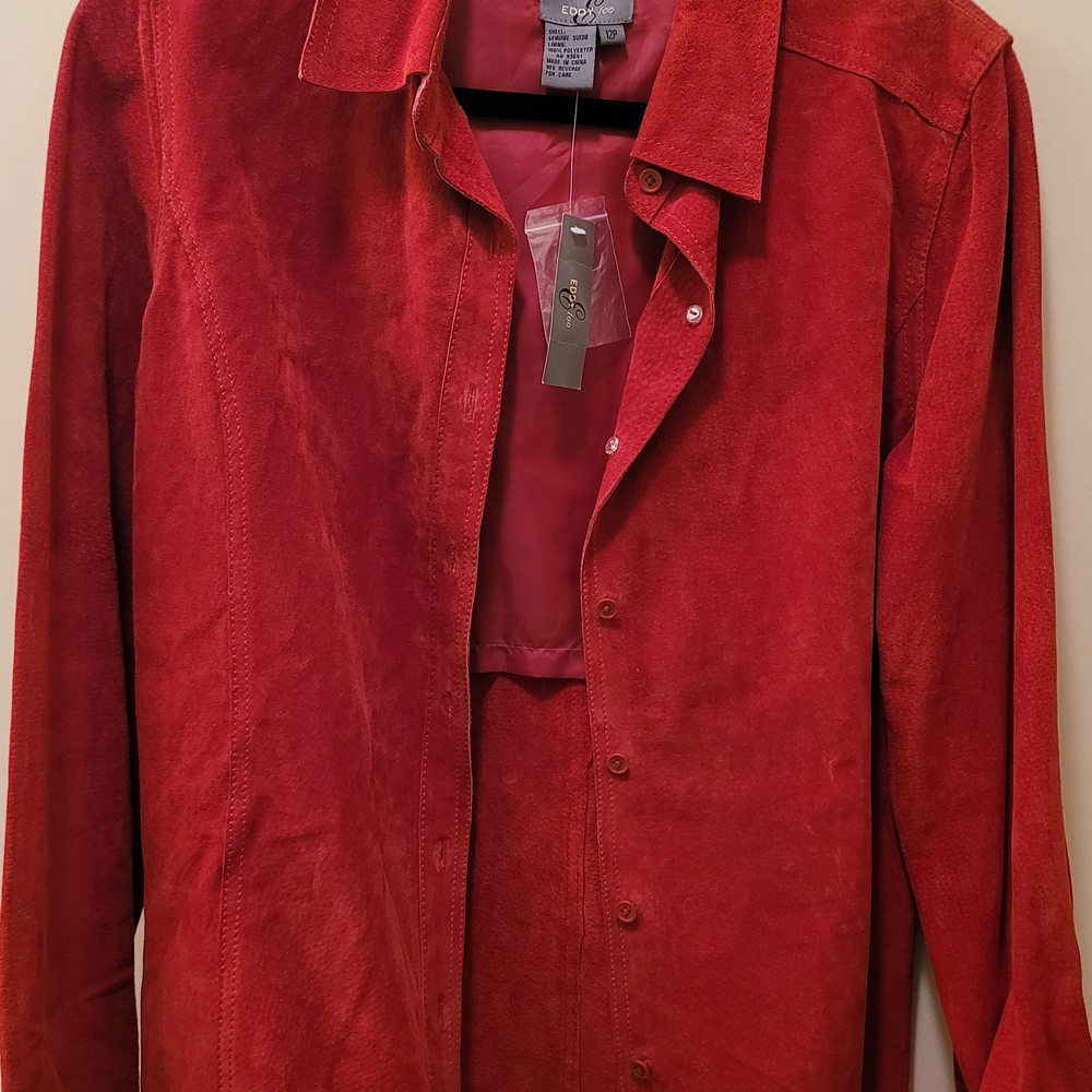 Classic Red Leather Jacket with Textured Finish